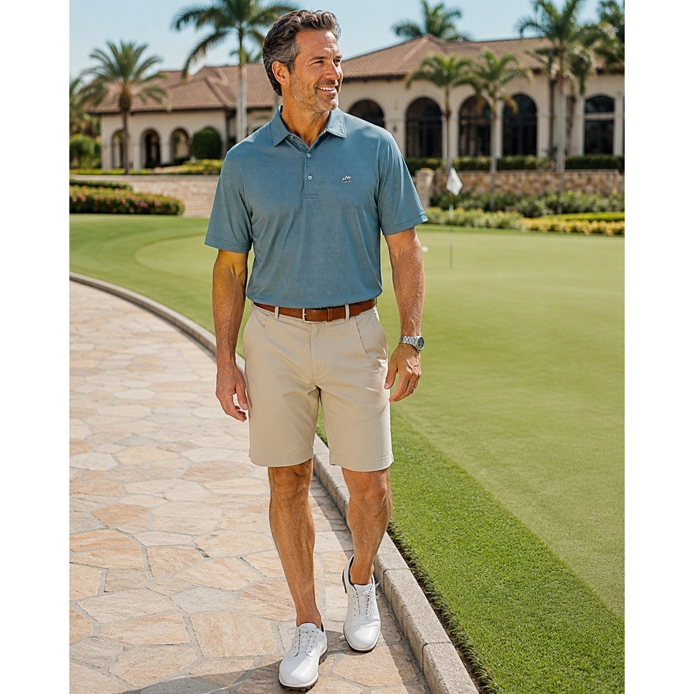 Peter Millar Polo Shirt Mens XXL Teal White Micro Check Summer Comfort Golf